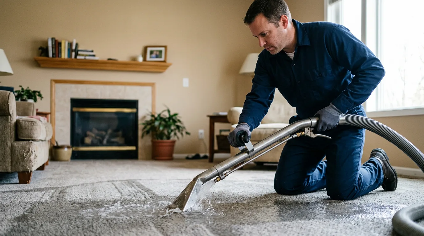 Water damage restoration technician working near Lohn, TX